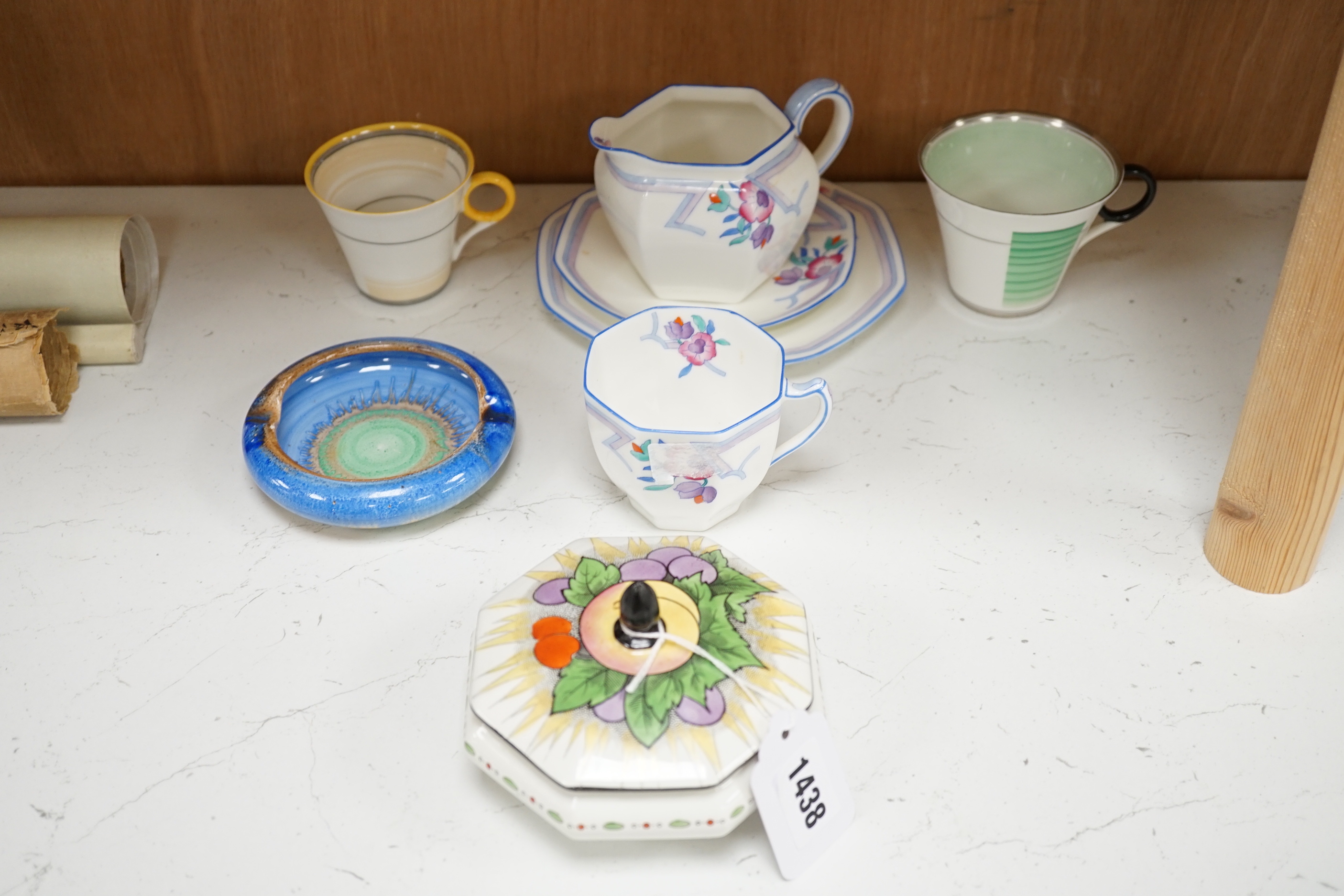 A group of mixed Shelley Art Deco teawares